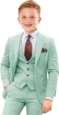 Boys Suit 4 Piece Slim Fit Kids Tuxedo Suit Formal Wedding Outfit Blazer Vest by Tesscy