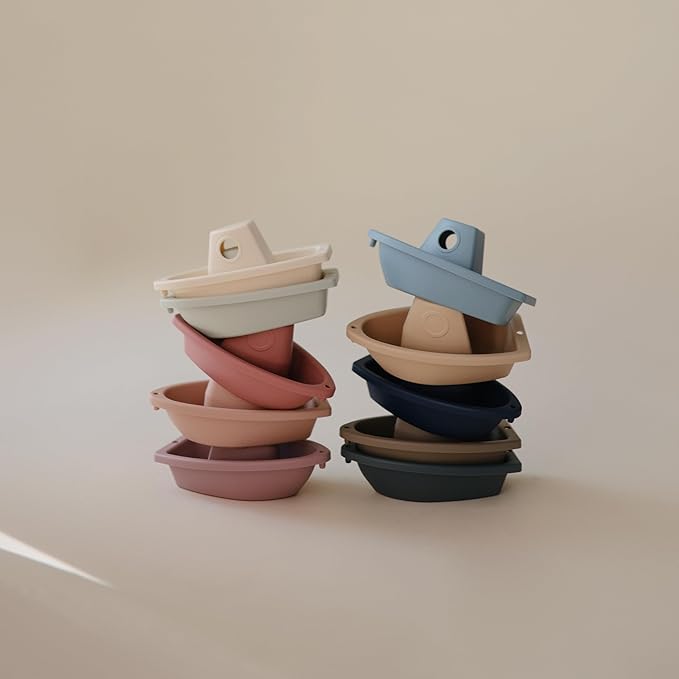 mushie Stackable Bath Boats Toy | Floating Bathtub Toys - Image 2