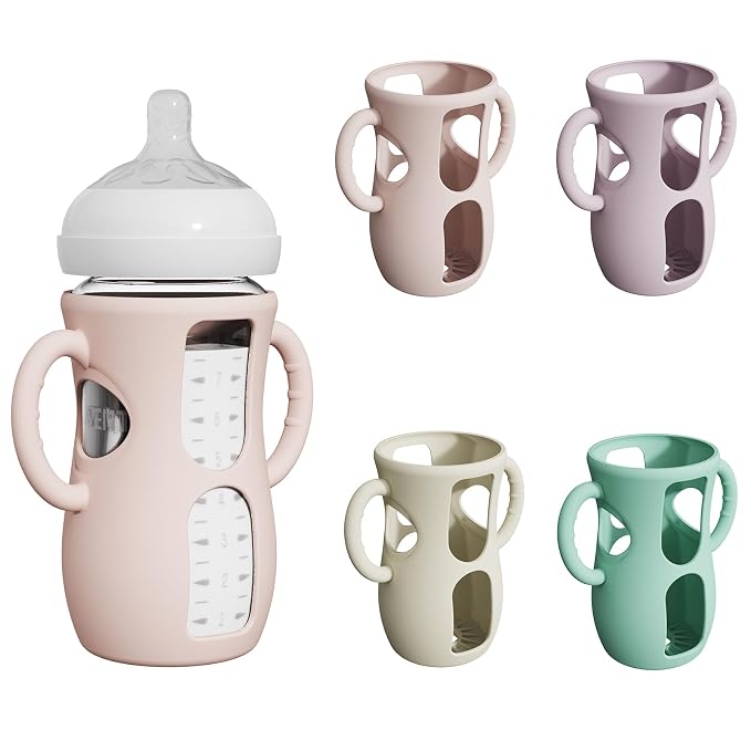 4 Pack Silicone Sleeves for Avent Natural Glass Bottles, Anti Breakage Baby by AYHIT