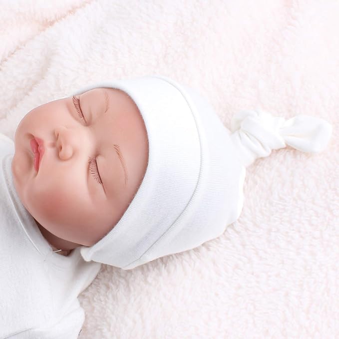 JANGANNSA Newborn Baby Hat Infant Baby Boys Beanie Top Knot Stretchy Hats - Image 2