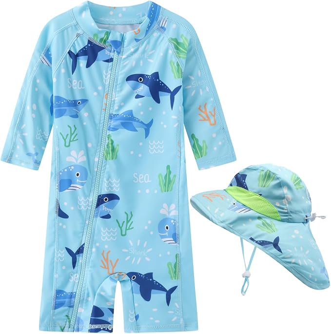 Toddler Baby Boys Swimsuit Rashguard One Piece Zipper Bathing Suit - Image 5