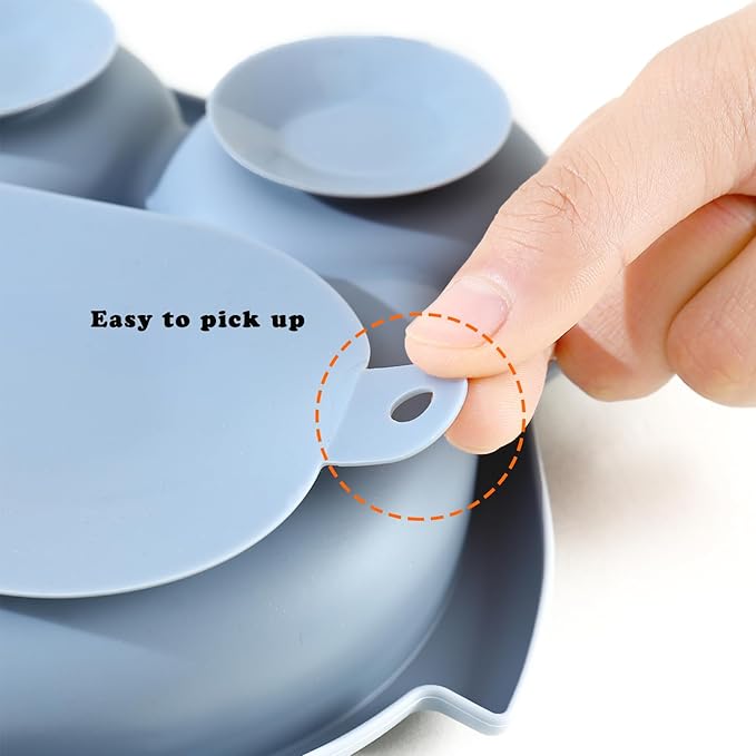 PandaEar Toddler Suction Plates, Stay Put Divided Baby Plates, Owl Shape - Image 4