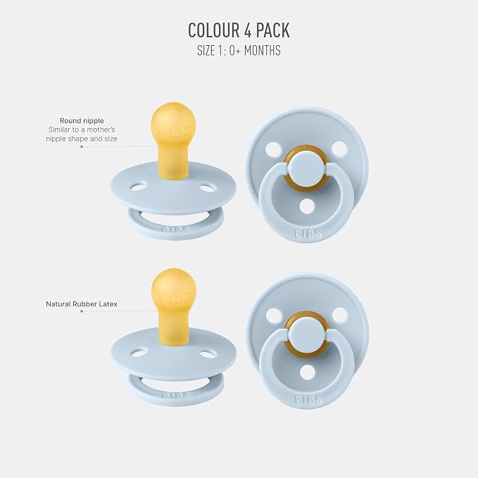 BIBS Pacifiers - Colour 4-Pack | BPA Free Baby Pacifier | Round Nipple Binkies - Image 2