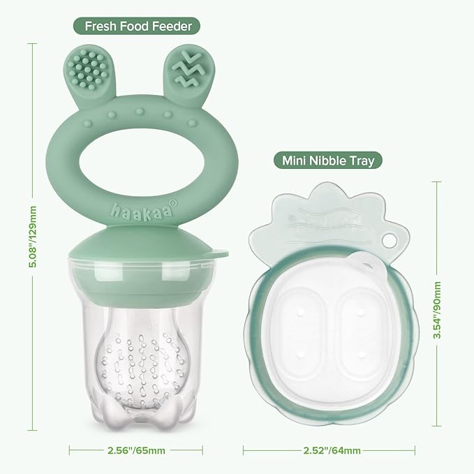 Haakaa Baby Fruit Food Feeder & Mini Freezer Nibble Tray Combo, Breastmilk - Image 7
