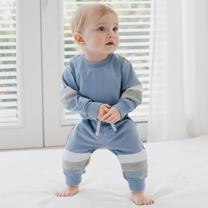 Kupretty Toddler Baby Boy Fall Winter Clothes Color Block Long Sleeve - Image 2