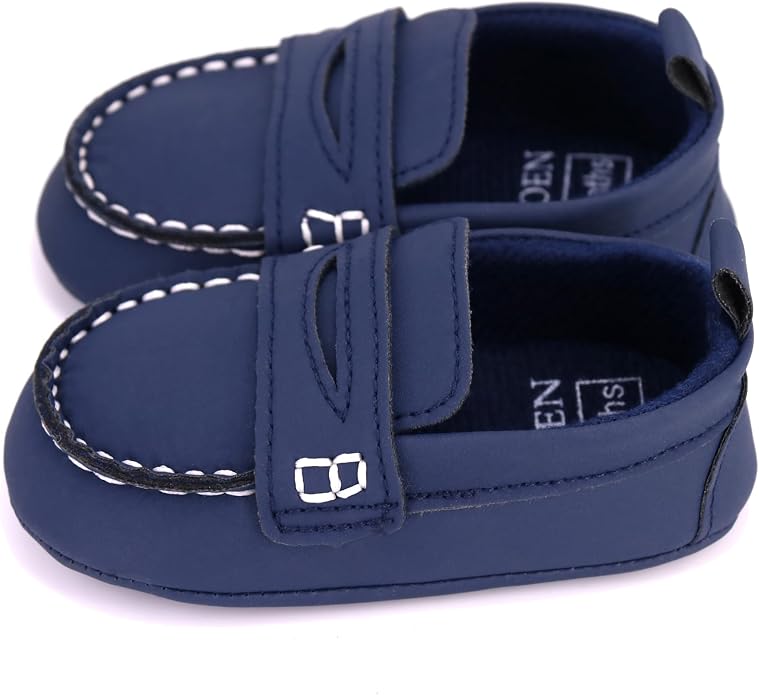 LONSOEN Baby Girls Boys Loafers Prewalker Dress Crib Shoes - Image 5