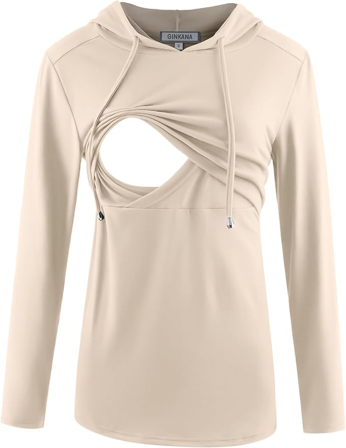 GINKANA Women's Nursing Hoodie Sweatshirt Long Sleeves Breastfeeding Maternity by GINKANA