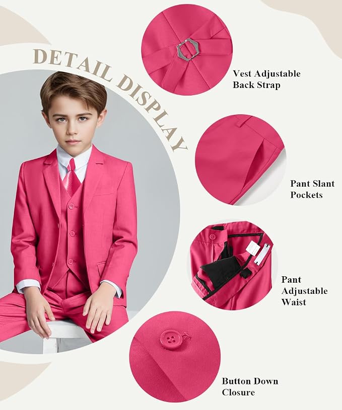 Visaccy Boys Suits Slim Fit Dress Clothes Ring Bearer Outfit - Image 2