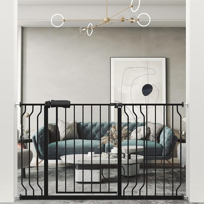WAOWAO Baby Gate 52.76-57.48" Extra Wide Pressure Mounted Walk Through Swing by WAOWAOBABYSAFETYPRODUCTS
