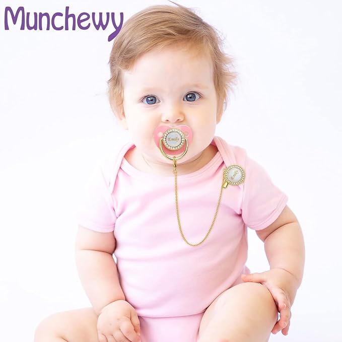 Custom Pacifier with Name, Personalized Pacifier Clip Set with Gift Box - Image 5