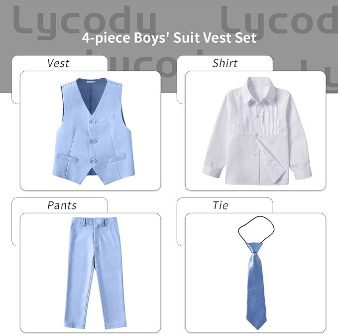 Boys Vest Set Formal Dress Suits Wedding Outfit Dresswear - Image 2