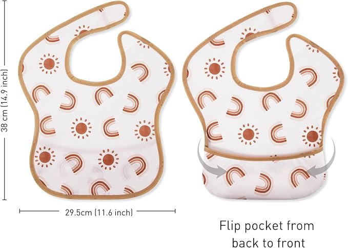 Mess Proof Baby Bib 3 Pack, Waterproof Led Weaning Baby Feeding Bibs - Image 3