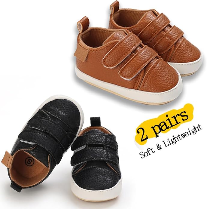 2Pairs Baby Shoes, Boys Girls Non-Slip Rubber Sole Sneakers, Unisex Infant Soft - Image 4