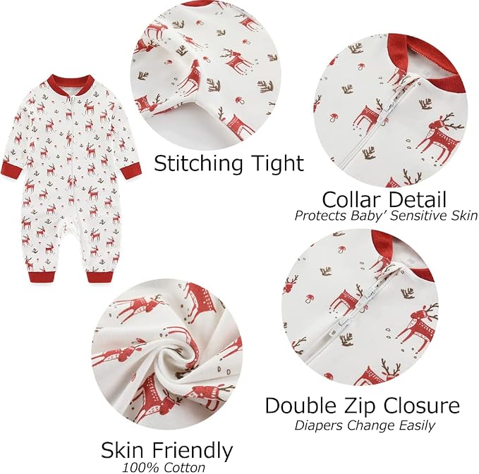 Newborn Baby 2-way Zipper Romper Cotton One-piece Jumsuit 3-pack, 0-24 Months - Image 2