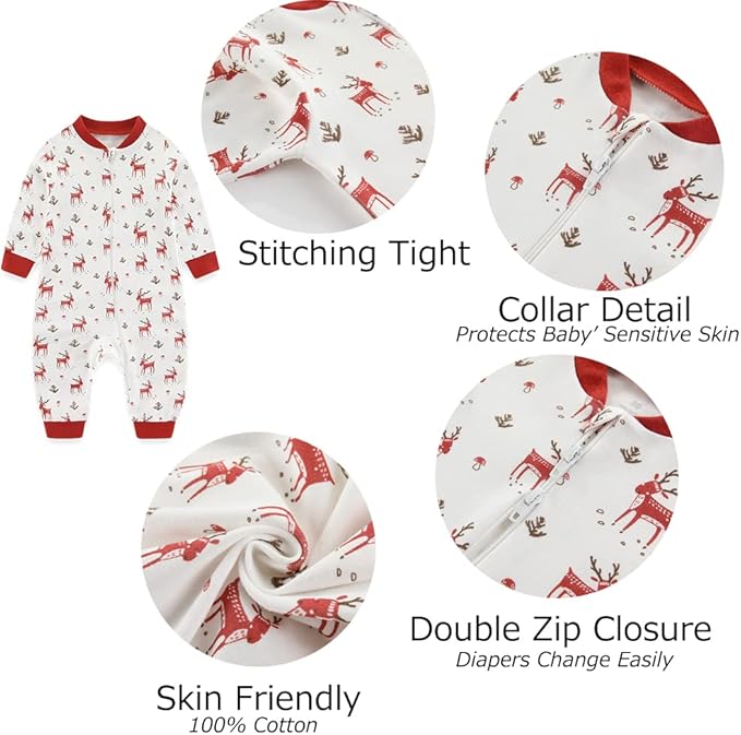Newborn Baby 2-way Zipper Romper Cotton One-piece Jumsuit 3-pack, 0-24 Months - Image 2