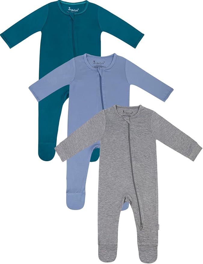 Jimonda Baby Romper Boys Girls Bamboo Pajamas 2-Way Zipper Footed Unisex Zip-Up by JimondaBaby