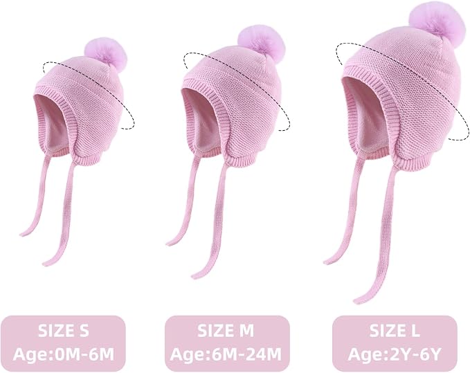 JANGANNSA Basic Winter Baby Boys Beanie Pompom Knitted Girls Hat Kids Earflap - Image 6