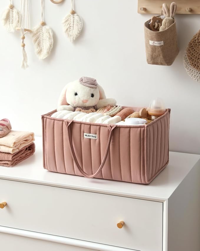 Blissful Diary Baby Diaper Caddy Organizer, Stylish Storage Basket - Image 7