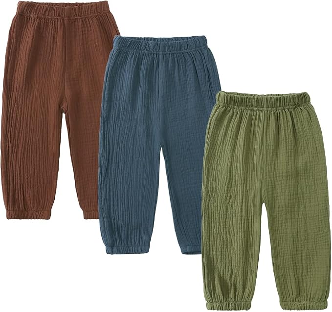 MYGBCPJS Baby Boys Girls Cotton Linen Trousers Kids Casual Ankle Pants Loose by MYGBCPJS