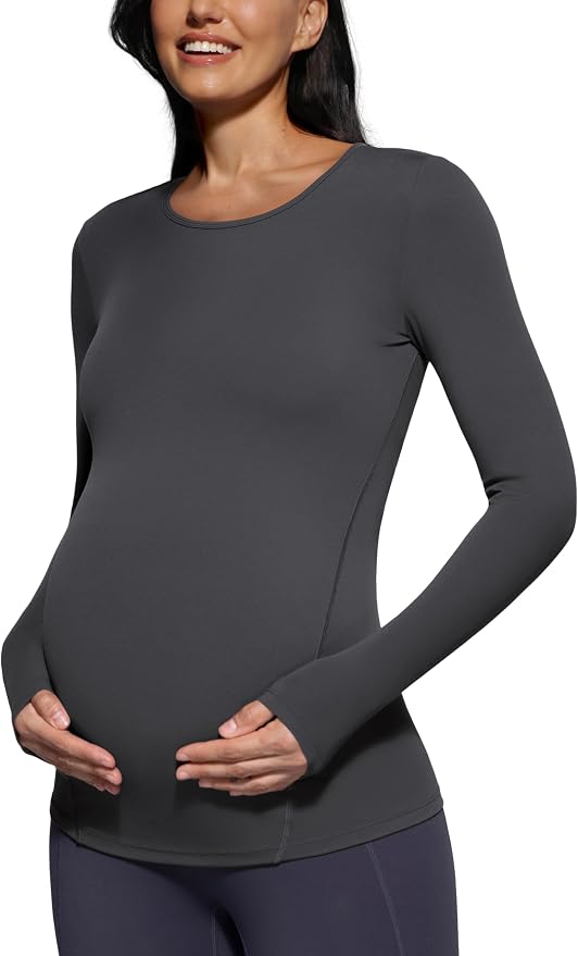 POSHDIVAH Women's Maternity Long Sleeve T Shirts Scoop Neck Pregnancy Tee Top by Poshdivah