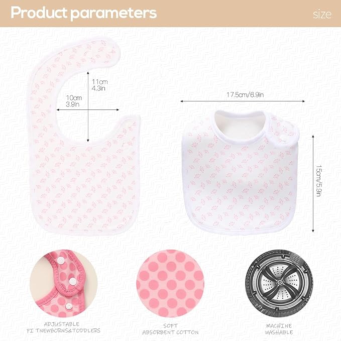8 Pack Baby Bibs Unisex Adjustable - Image 2