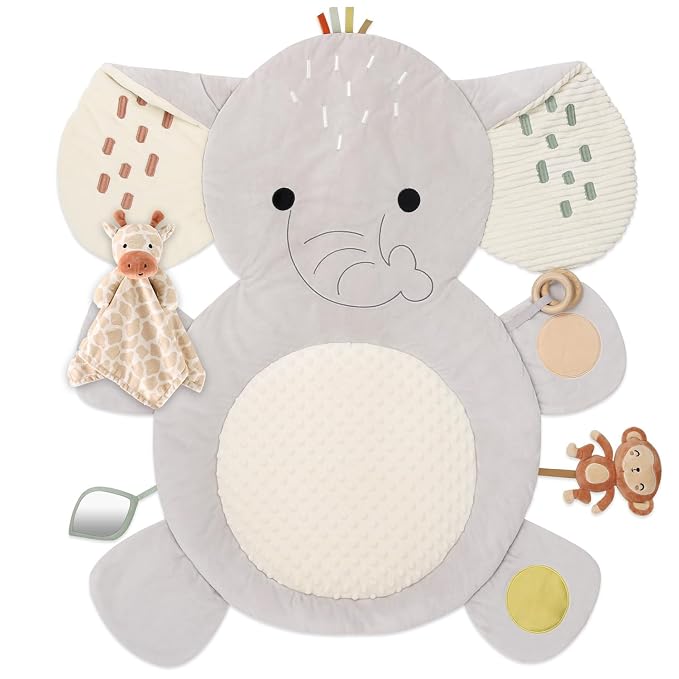 The Peanutshell Tummy Time Mat Girl and Bunny Baby Lovey- Baby Floor Play Mats by ThePeanutshell