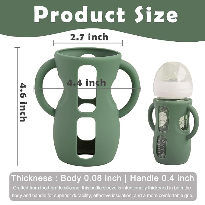 4 Pack Silicone Sleeves for Avent Natural Glass Baby Bottles, Anti Breakage - Image 2