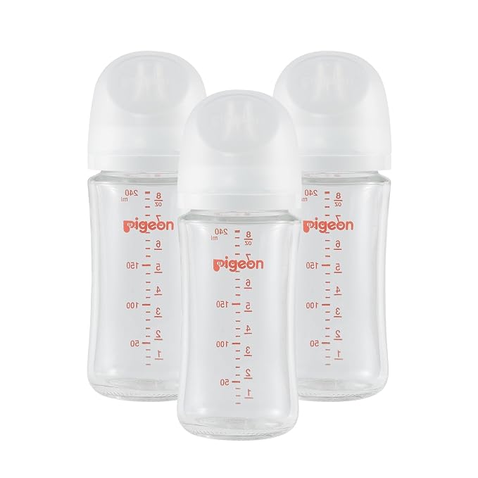 Pigeon Glass Nursing Bottle Wide Neck, Nurture & Nest, Anti-Colic, Streamlined by PIGEON