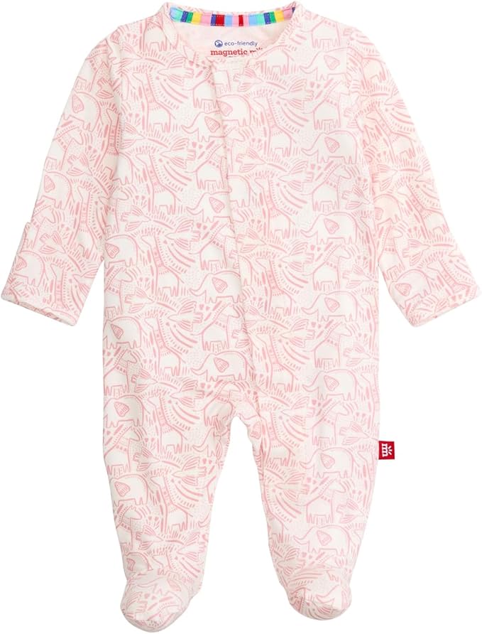 Magnetic Me Girls Modal Magnetic Baby Footie Pajamas | Silky Soft Modal Fabric by magneticme