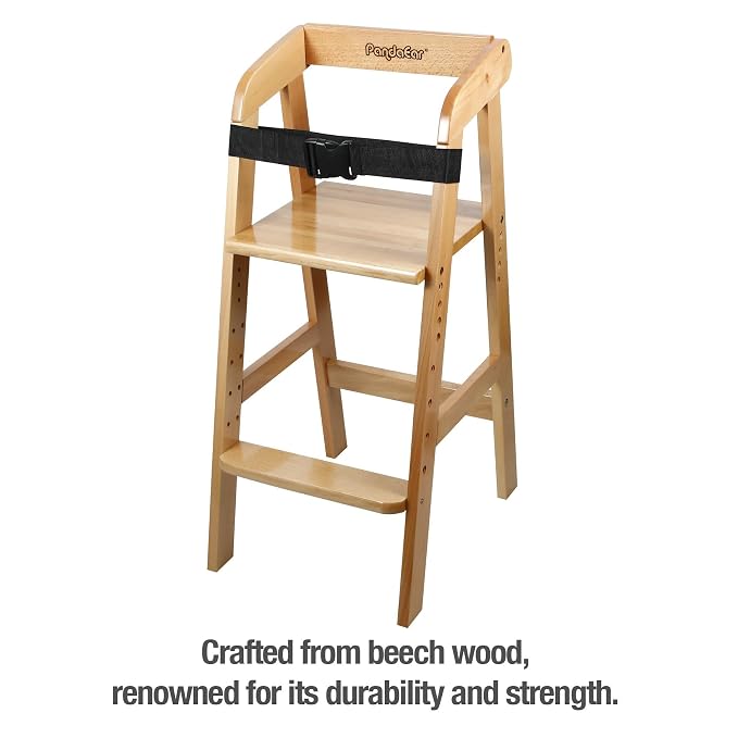 PandaEar Wooden High Chair for Toddlers, Adjustable Child Highchair Feeding - Image 5
