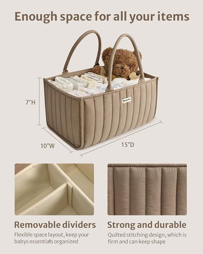 Blissful Diary Baby Diaper Caddy Organizer, Stylish Storage Basket - Image 3