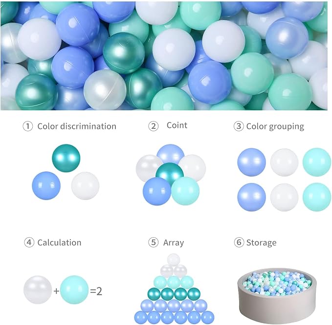 GOGOSO Ball Pits Balls for Toddlers Pack of 50 100 200 Plastics Shape Ball - Image 9