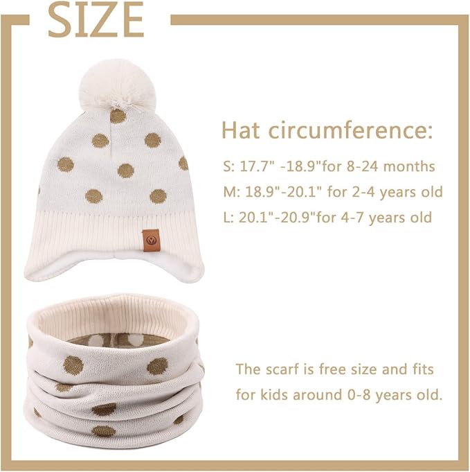 JANGANNSA Knitted Baby Hat Scarf Set Winter Warm Boys Girls Beanie Fleece - Image 7