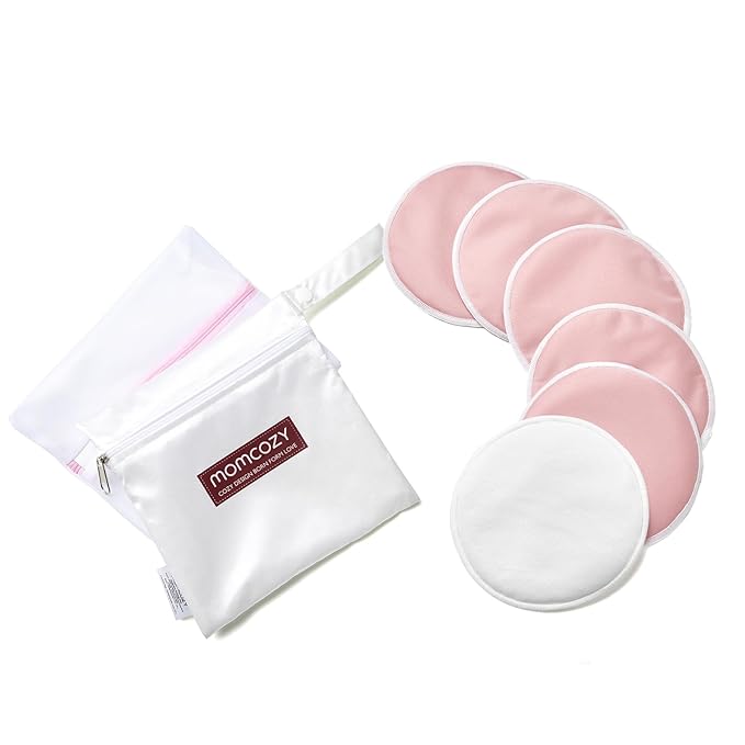 Momcozy Reusable Breast Pads 6 Count, Ultra Thin Washable Nursing Pads by Momcozy