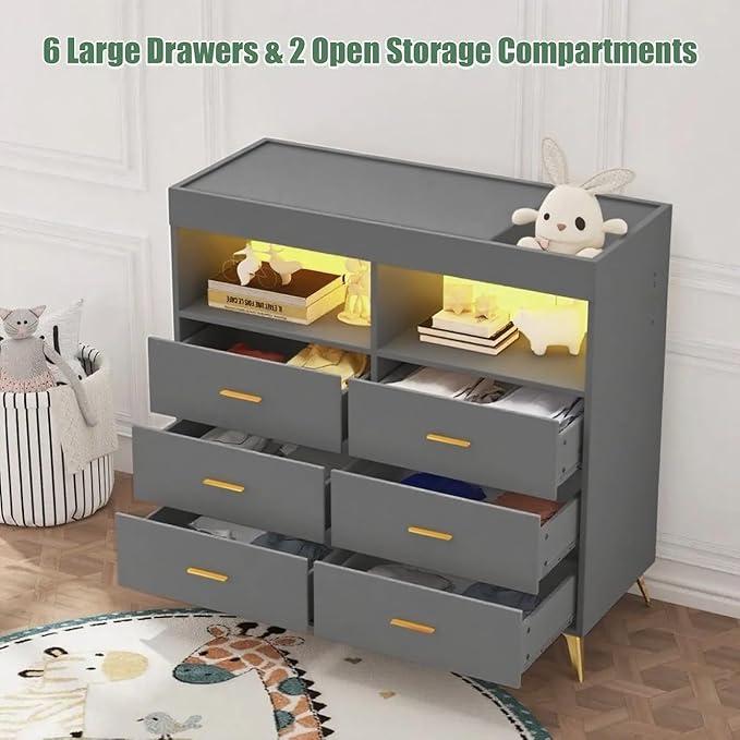 Changing Table Dresser with Drawers, Baby Dresser with Changing Table Top - Image 4