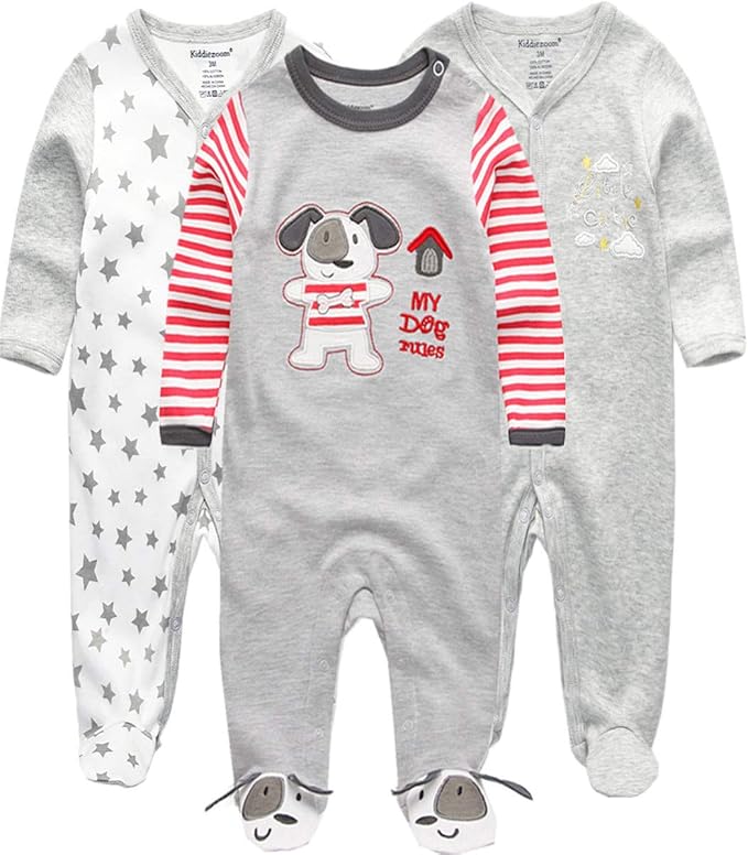 Kiddiezoom Baby and Toddler Boys'Snug Fit Footed One-Piece Romper Jumpsuit by Kiddiezoom