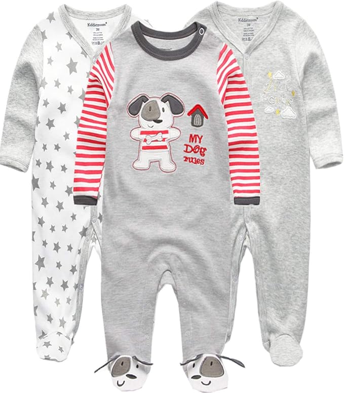 Kiddiezoom Baby and Toddler Boys'Snug Fit Footed One-Piece Romper Jumpsuit by Kiddiezoom
