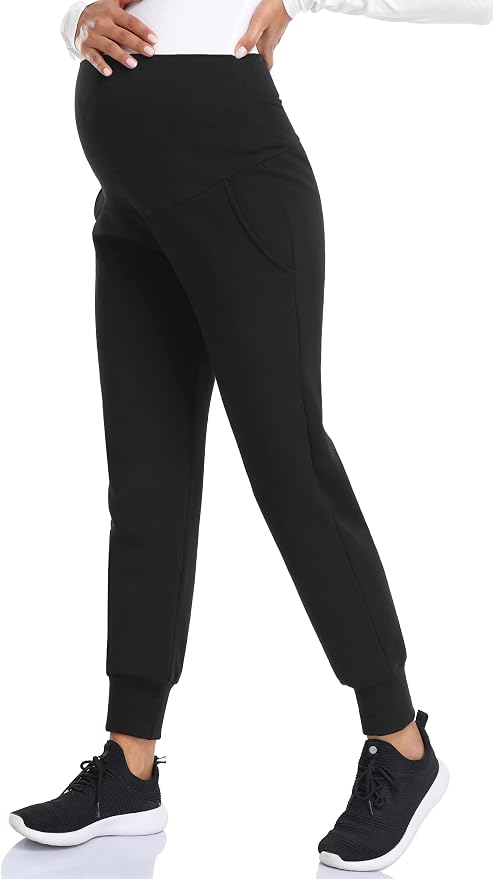 AMPOSH Women's Maternity Pants Stretchy Lounge Workout Pants Casual Loose Comfy - Image 4