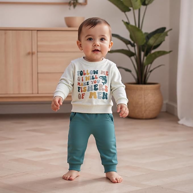Nyapruwe Toddler Baby Boy Fall Outfit Funny Print Long Sleeve Sweatshirt - Image 2
