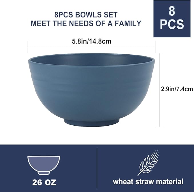 Wheat Straw Bowl Sets, Microwave and Dishwasher Safe Bowls, Bowl Sets - Image 2