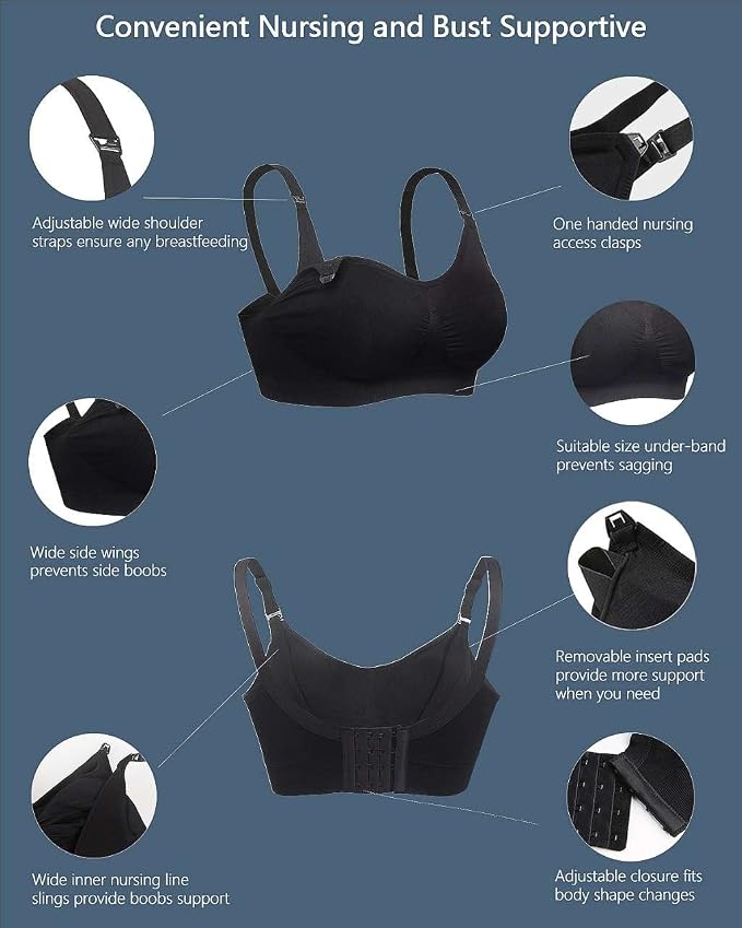 iloveSIA Nursing Bras for Mom Breastfeeding, Seamless Supportive Sleep Bra for - Image 3