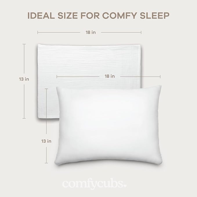 Comfy Cubs Toddler Pillow with Muslin Pillowcase, 13 x 18 in, 2 Pack - Image 3