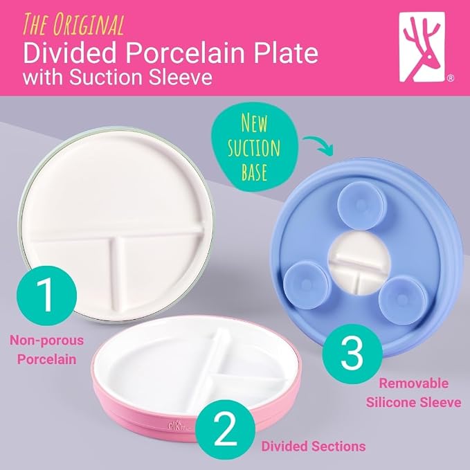 Elk and Friends Kids 6.7” Porcelain Divided Plates - Image 2