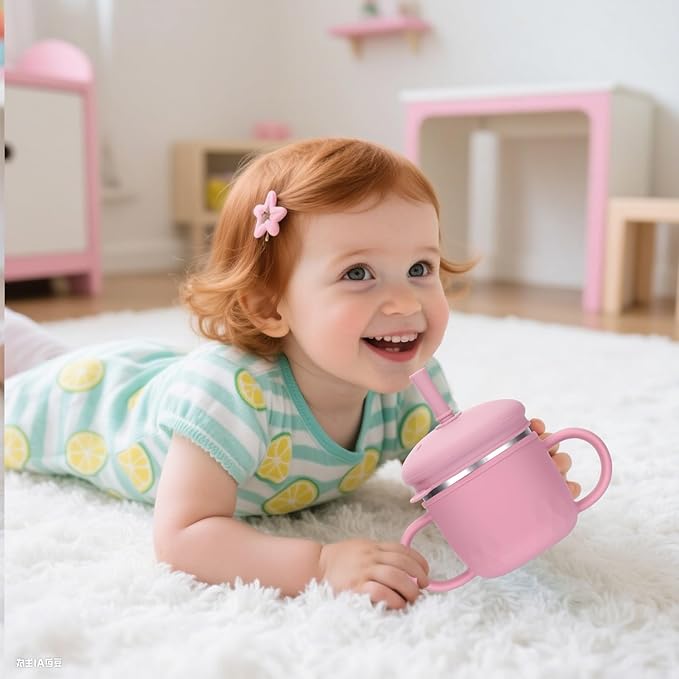 BUSOHA Stainless Steel Sippy Cups - 3 IN 1 Silicone Sippy Cup - Image 7