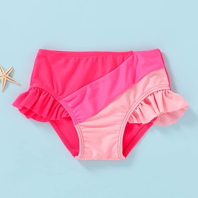 YOUNGER TREE Toddler Girls Two Pieces Swimsuit Color Block Stripe Swimwear - Image 4