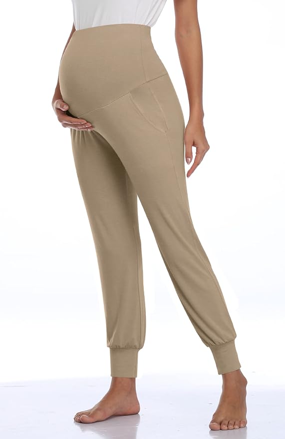 AMPOSH Women's Maternity Pants Stretchy Lounge Workout Pants Casual Loose Comfy - Image 3