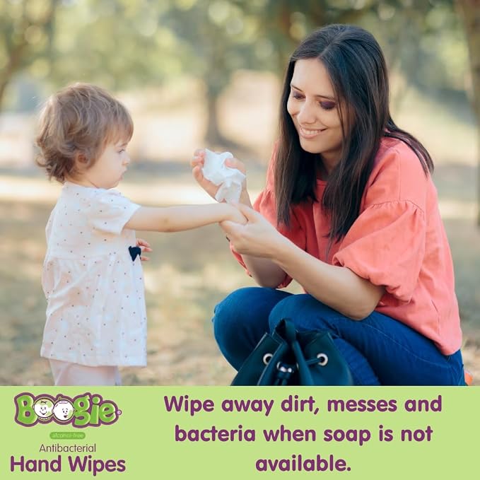 Boogie Antibacterial Hand Wipes, Alcohol Free, Hypoallergenic and Moisturizing - Image 2