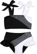 YOUNGER TREE Toddler Girls Two Pieces Swimsuit Color Block Stripe Swimwear by YOUNGERTREE