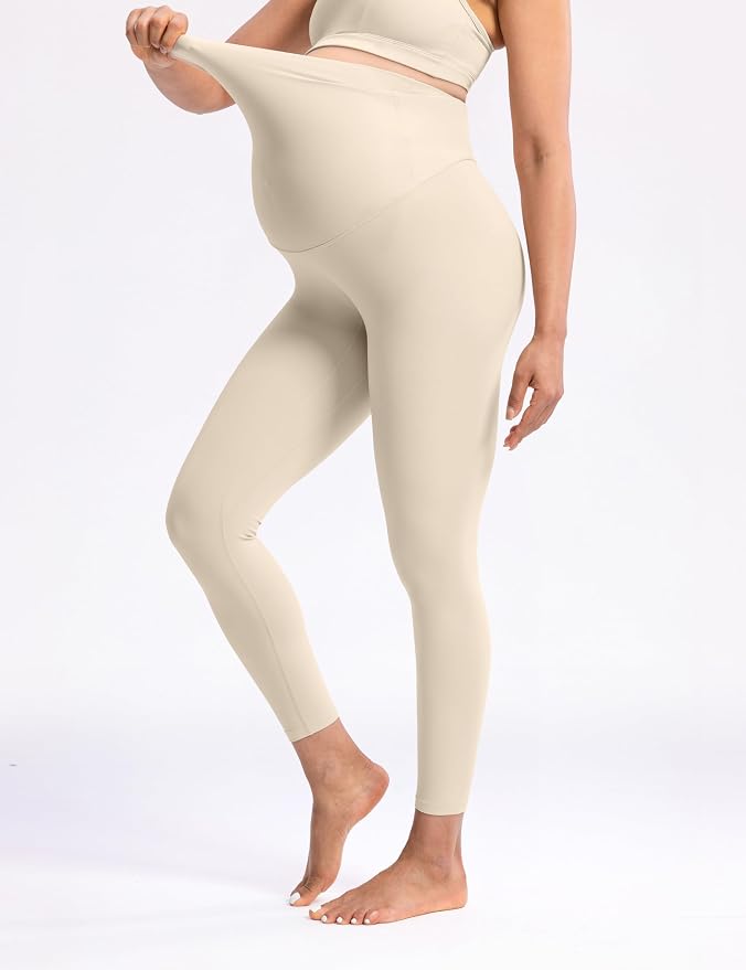 POSHDIVAH Women's Creamluxe Maternity Leggings 25"/28" Over The Belly Pregnancy - Image 4