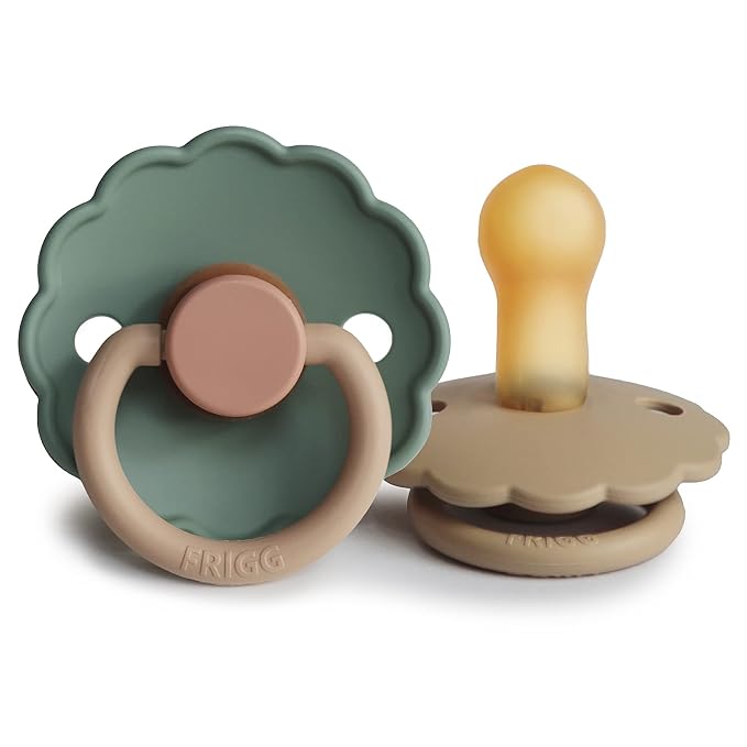 FRIGG Daisy Natural Rubber Baby Pacifier | Made in Denmark | BPA-Free 2-Pack by mushie